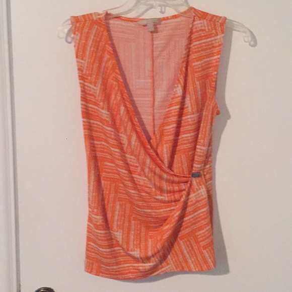 ! BR orange/white pattern sleeveless blouse - Picture 4 of 7